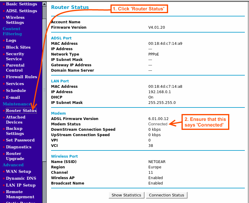 connection check screenshot